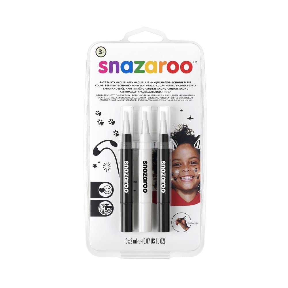 Snazaroo 1180156 Kinderschmink, schminkpotlood met penseelpunt, 3 kleurenset mon