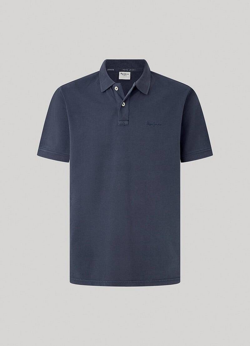 Pepe Jeans New Oliver - Polo Manica Corta Piquet Blu - Taglia M Abbigliamento
