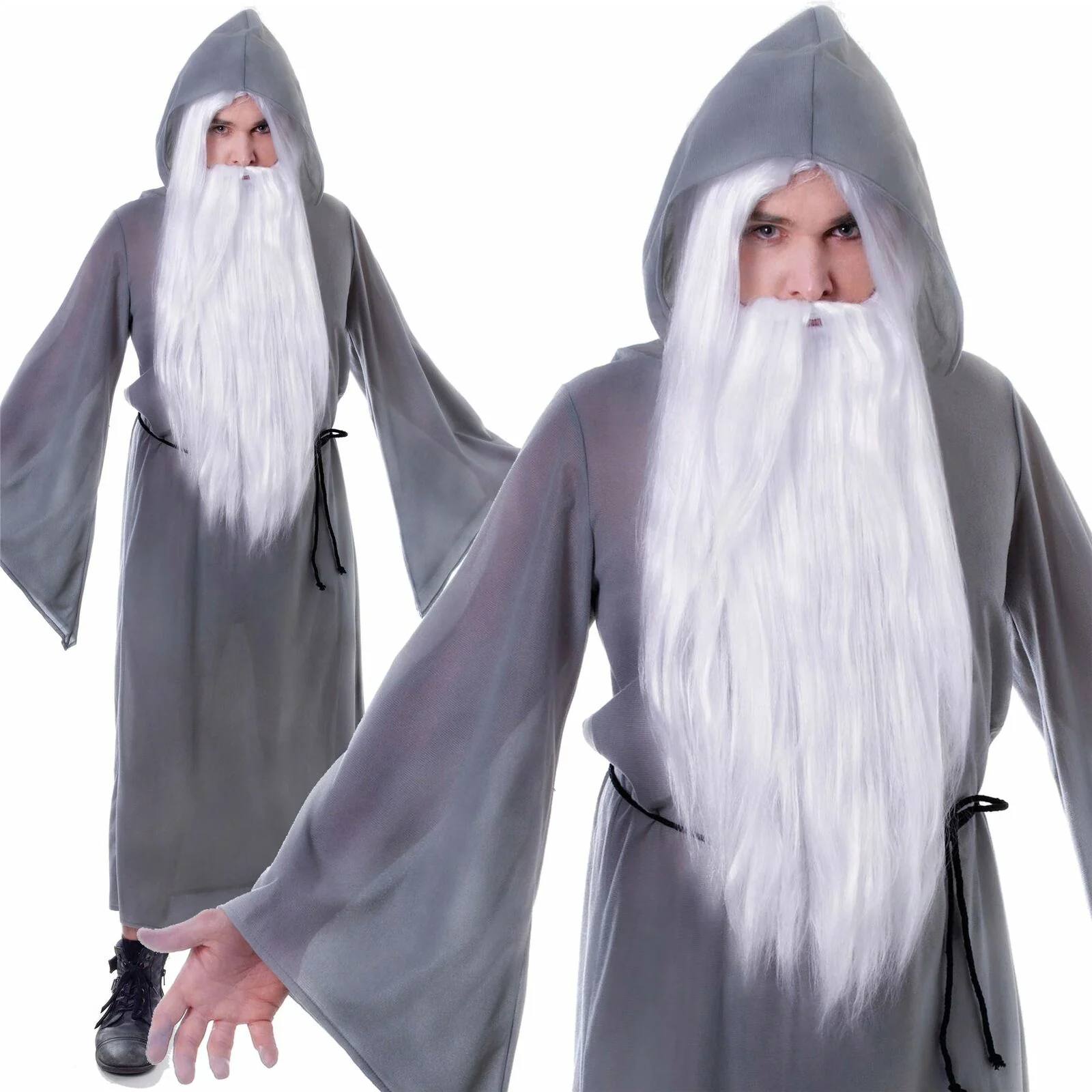 Adulti Grigio Mago Mantello Costume Gandalf Silente Libro Giorno Completo