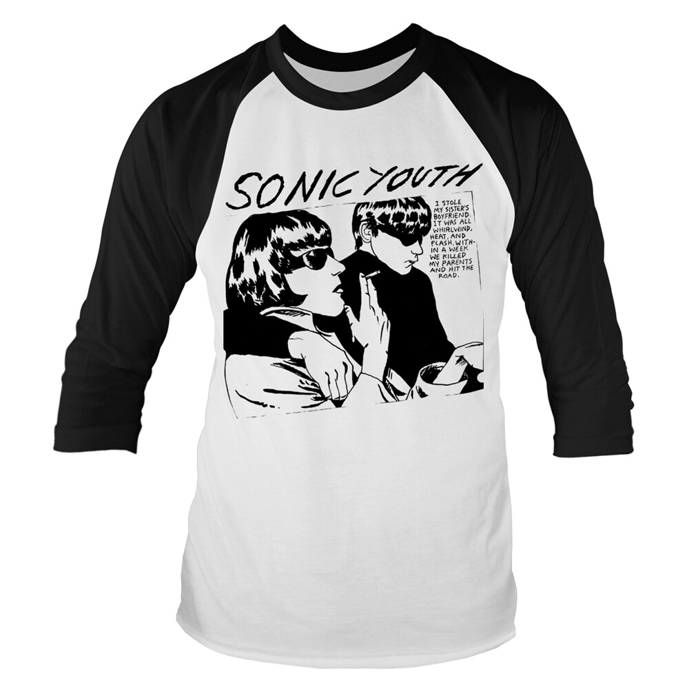 SONIC YOUTH - GOO (WHITE/BLACK) WHITE 3/4 Sleeve Baseball Tee Small