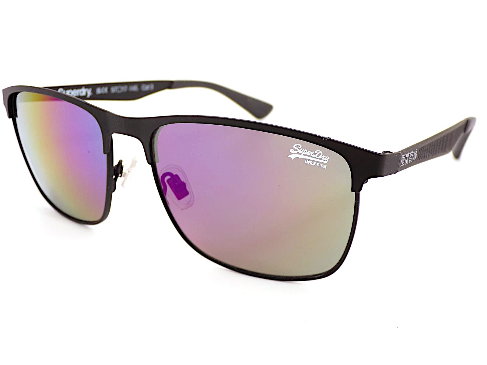 Superdry Ace Occhiali da Sole IN Gomma Nero Con Multistrato Lenti a Specchio 004