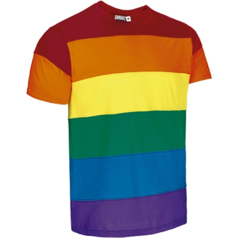 Pride - T-Shirt con Girocollo a Costine Taglia XL Colore Arcobaleno