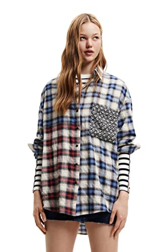 (TG. M) Desigual Cam_pame 5012-Petrolio T-Shirt, Blu, M Donna - NUOVO