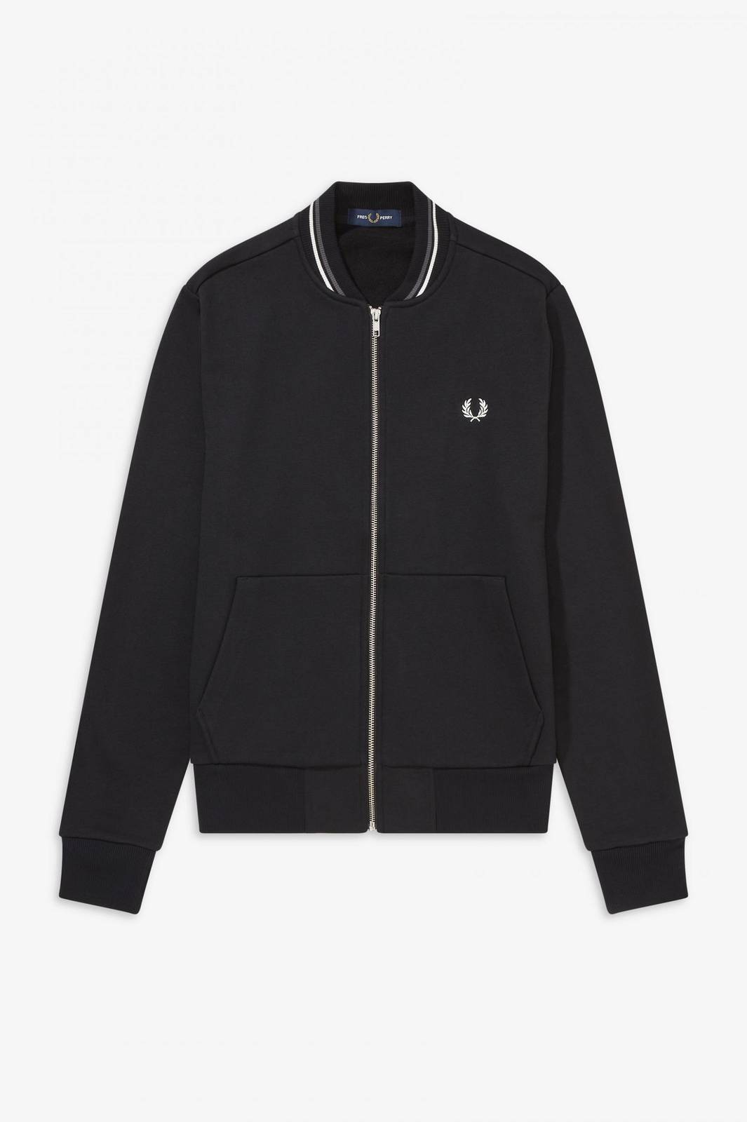 Fred Perry Zip Trough Sweatshirt - Felpa Con Zip Intera Nero - Taglia L Uomo