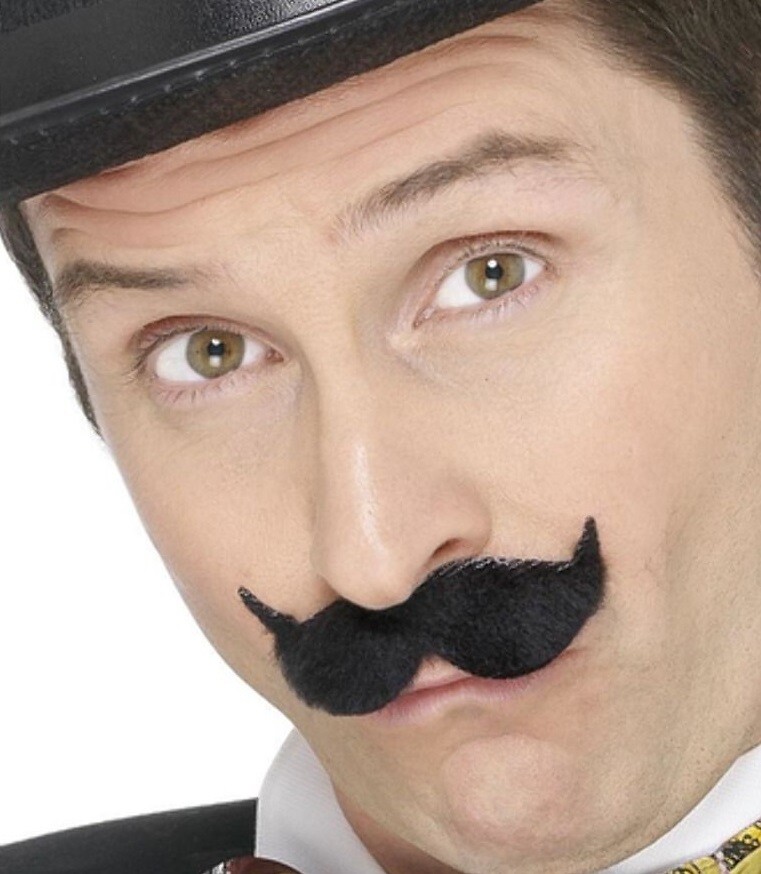 Uomo Inglese Uomo Edwardian Costume Baffi Neri Tache Da Smiffys