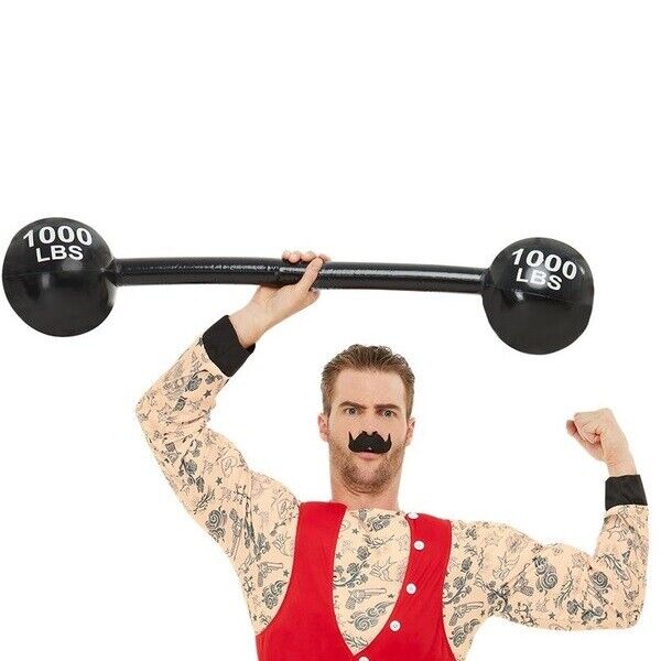 Strongman Costume Gonfiabile Piercing Barretta Dumbell 120cm Nuovo Da Smiffys