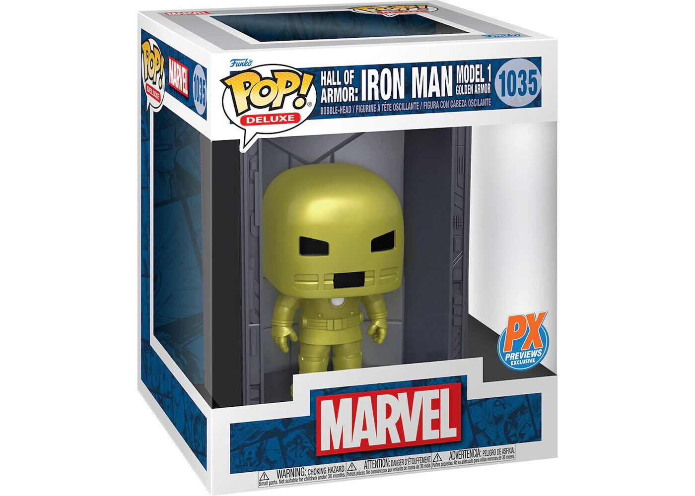 7024787 Merchandising Marvel: Funko Pop! - Hall Of Armor: Iron Man Model 1 Golde