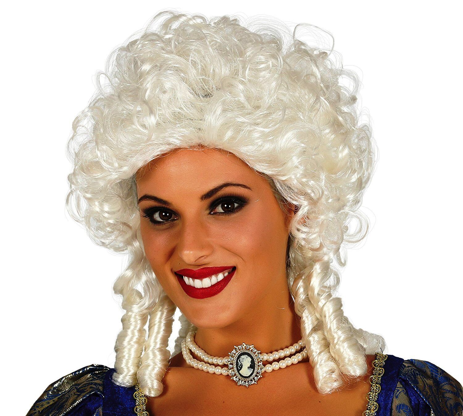 CARNEVALE HALLOWEEN PARRUCCA BIANCA EPOCA MARQUESA DAMA WHITE WIG EPOCH 4070