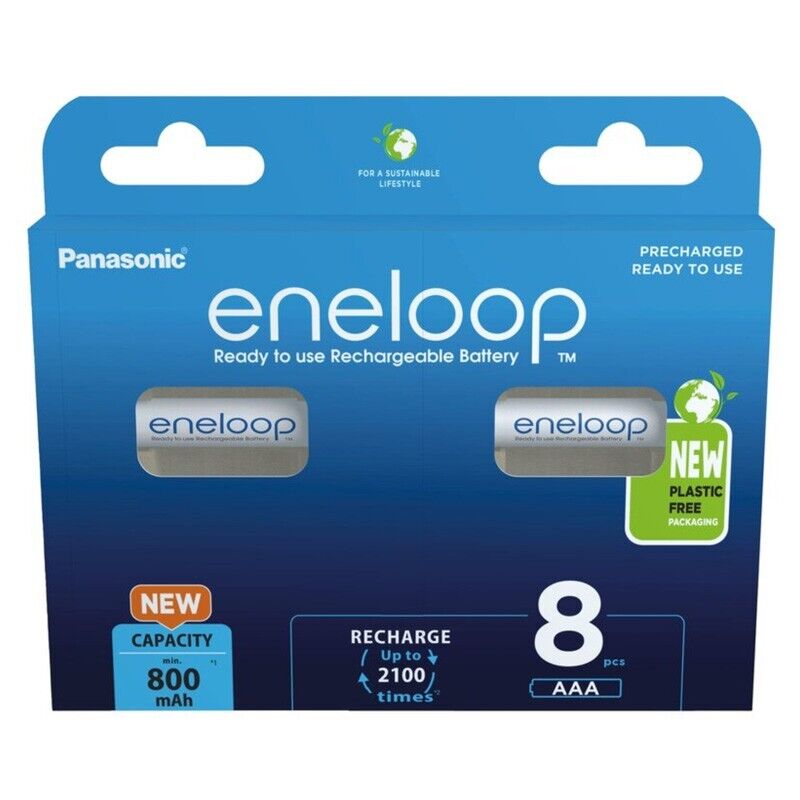 8 X Panasonic eneloop Batterie AAA 800 MAH Ricaricabile NI-MH Accu BK-4MCCE