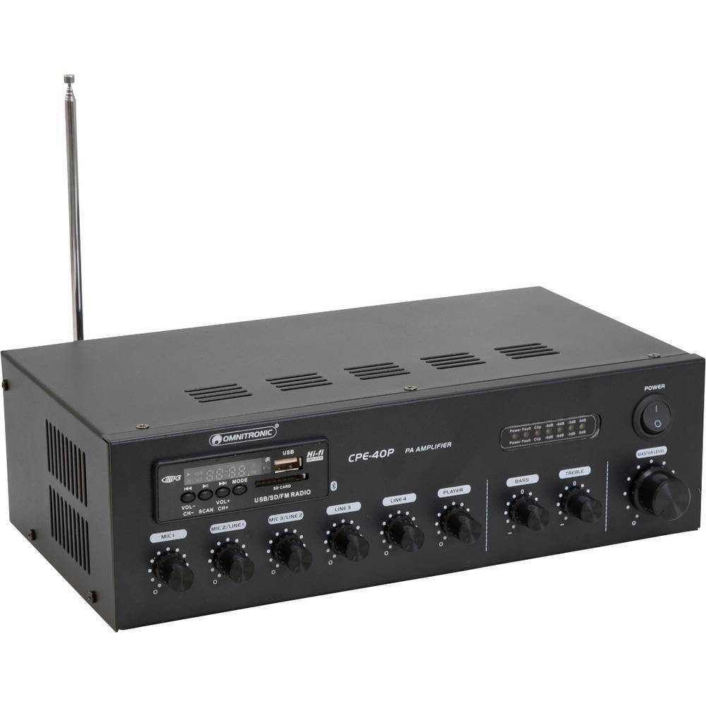 Omnitronic CPE-40P ELA Amplificatore PA 40 W 4 canali 1 zona