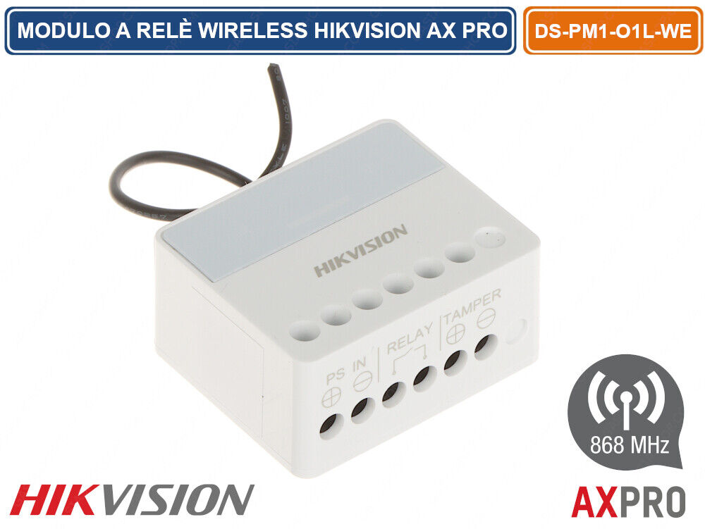HIKVISION AX PRO MODULO RELE ALLARME WIRELESS 868MHZ PER CONTROLLO DOMOTICA