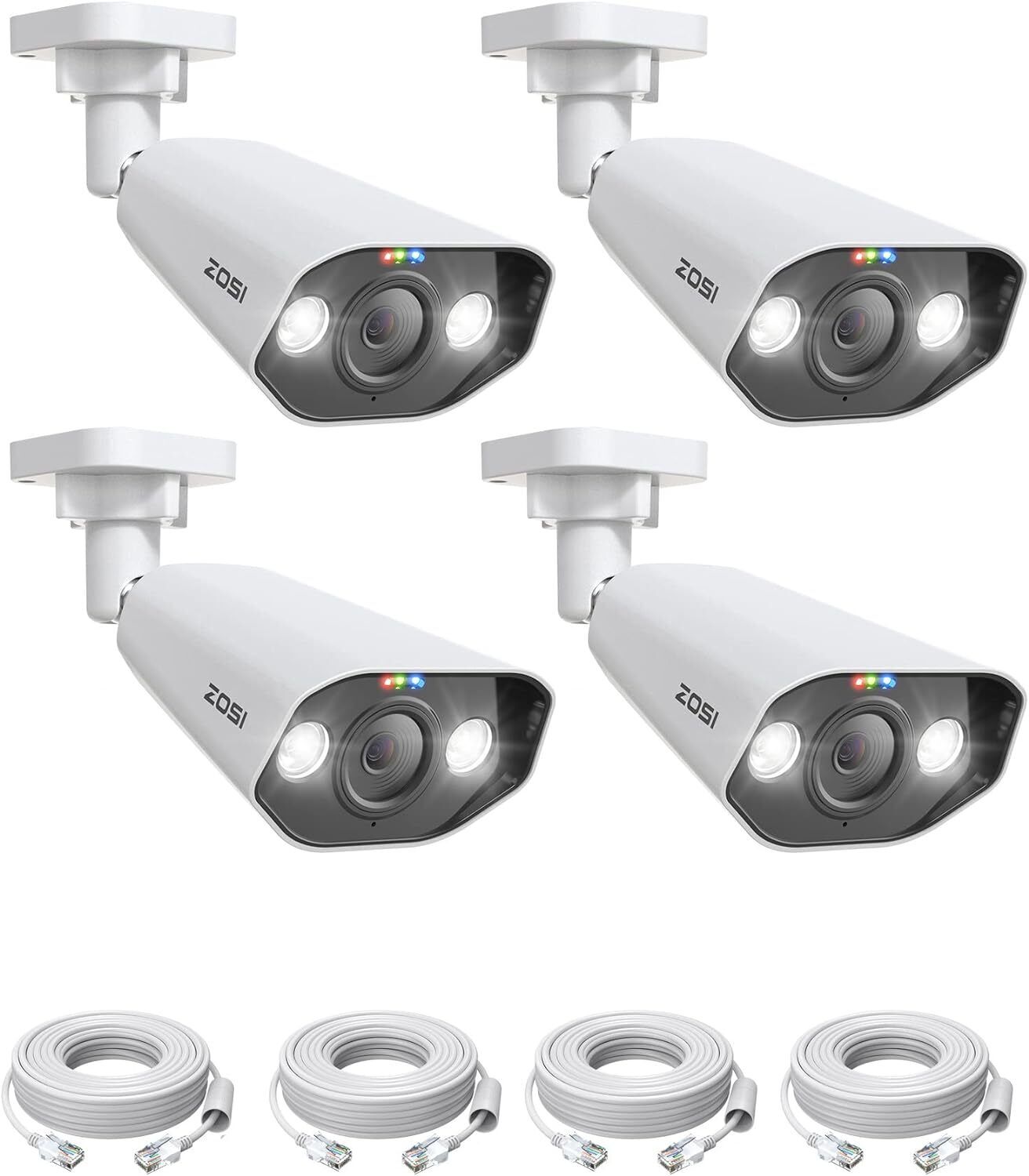 ZOSI 8MP 4 Telecamere PoE Aggiuntiva Solo per ZOSI Sistema PoE con Cavi, ZG1828A