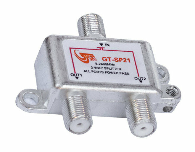 Partitore 2 vie TV SAT co connettori F 2 way splitter GT-SP21
