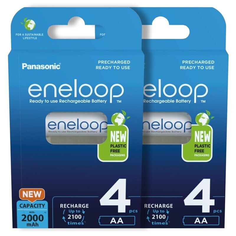 8 X Panasonic eneloop Batterie Aa 2000mAh Ricaricabile NI-MH Accu LR06 BK-3MCCE