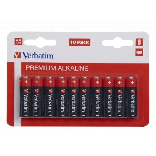 CONF. 10 PEZZI PILE STILO PREMIUM ALCALlNE AA 1,5V VERBATIM (A/N 49875) nuova