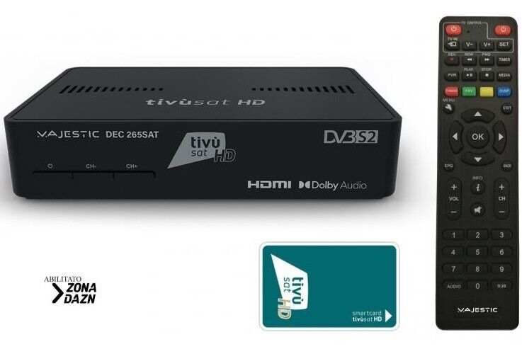 DECODER SATELLITARE TIVUSAT IN HD TESSERA INCLUSA MAJESTIC SAT 265