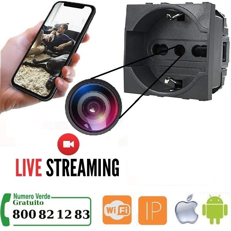 microspia video Telecamera  a Colori wi-fi colore nero