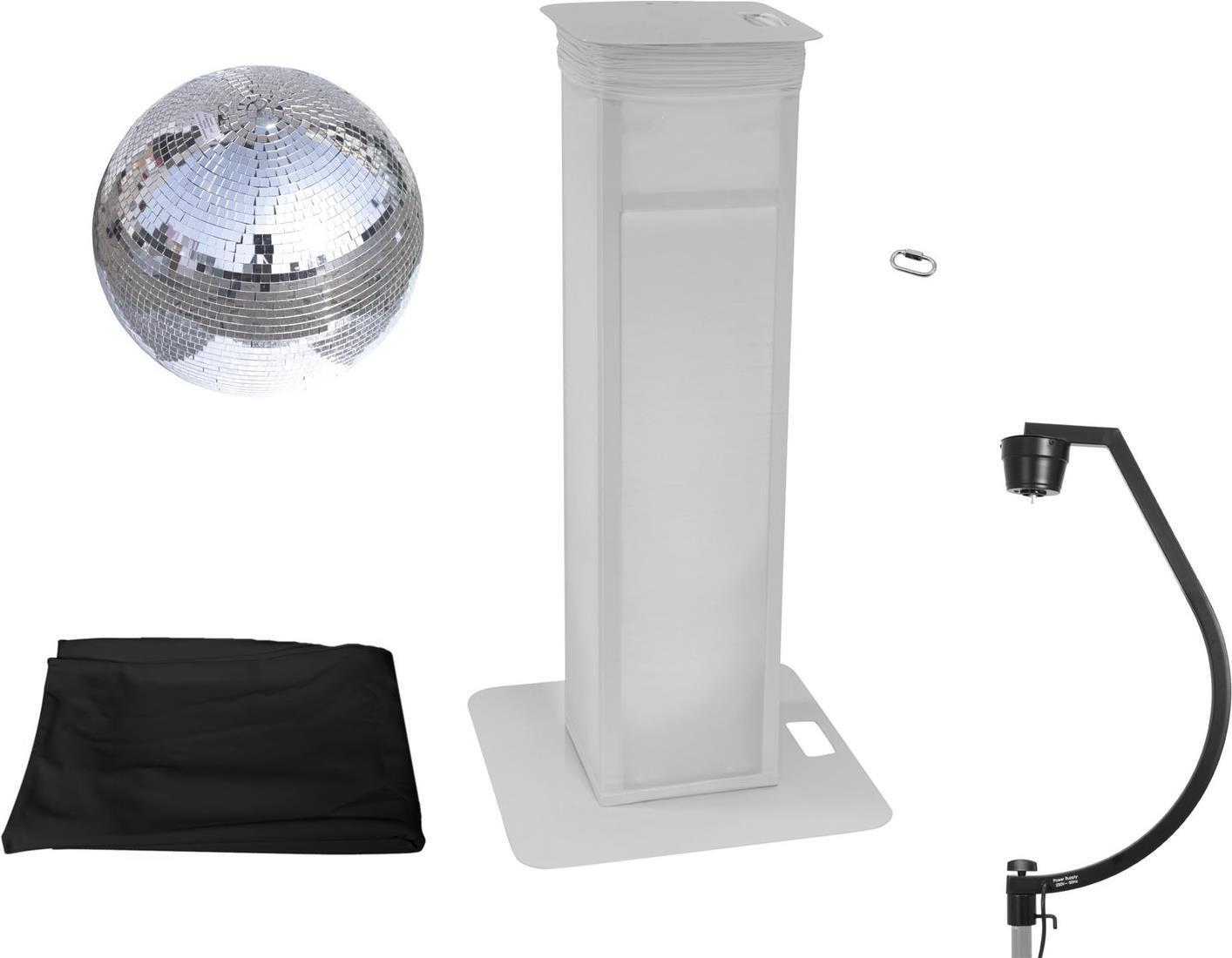EUROLITE Set Spiegelkugel 50cm mit Stage Stand variabel + Cover schwarz (2000071