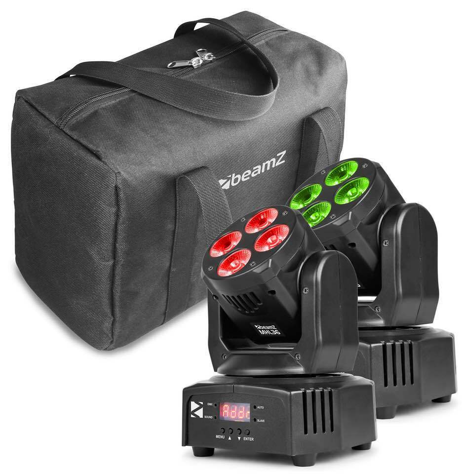 BEAMZ MHL36 SET 2XWASH 4X9W 3IN1 INCL BAG TESTE MOBILI
