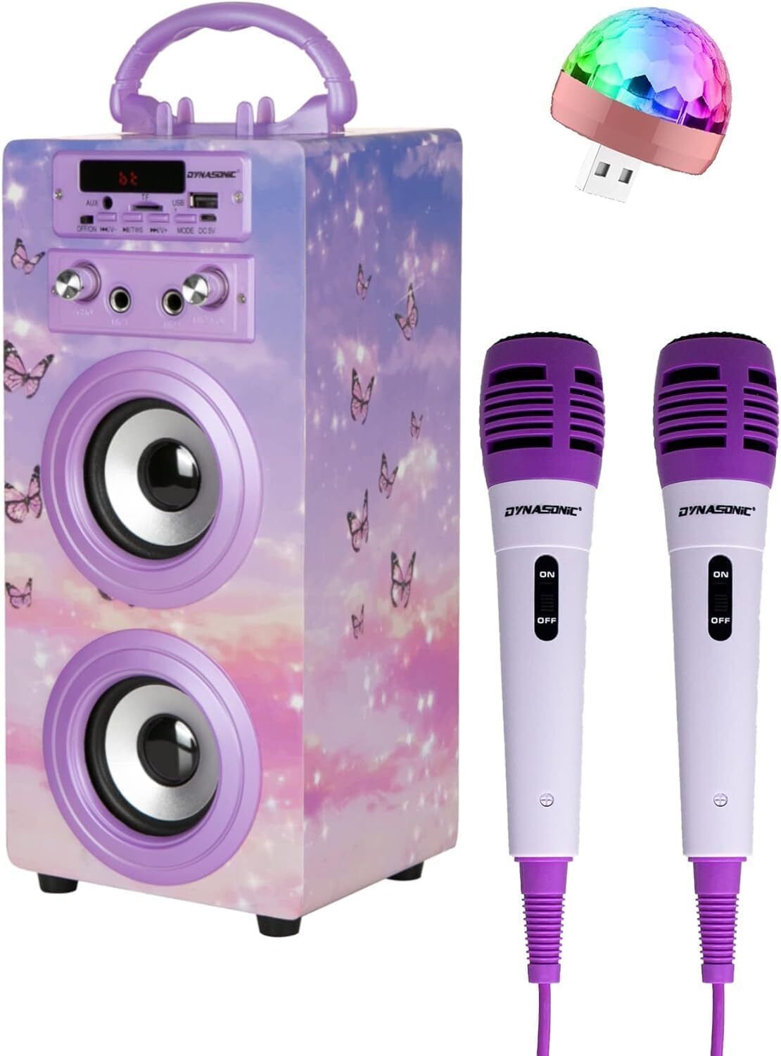 DYNASONIC 3º Generazione Microfono Karaoke Bluetooth, 025-18 2 Microfoni