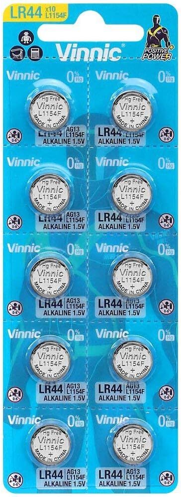Vinnic - Alkaline Button Battery Ag13 L1154F Lr44 Blister*10