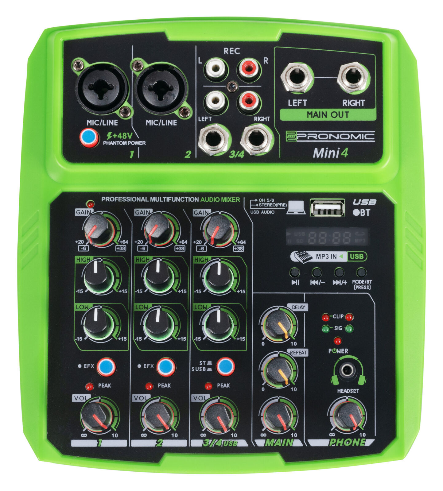 Mixer DJ 4 Canali USB Interface Bluetooth Console Riproduzione e Registrazione