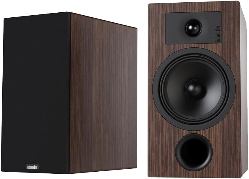 INDIANA LINE TESI 3 Legno Wood Moca COPPIA diffusori 3 Vie da Scaffale HiFi 120W