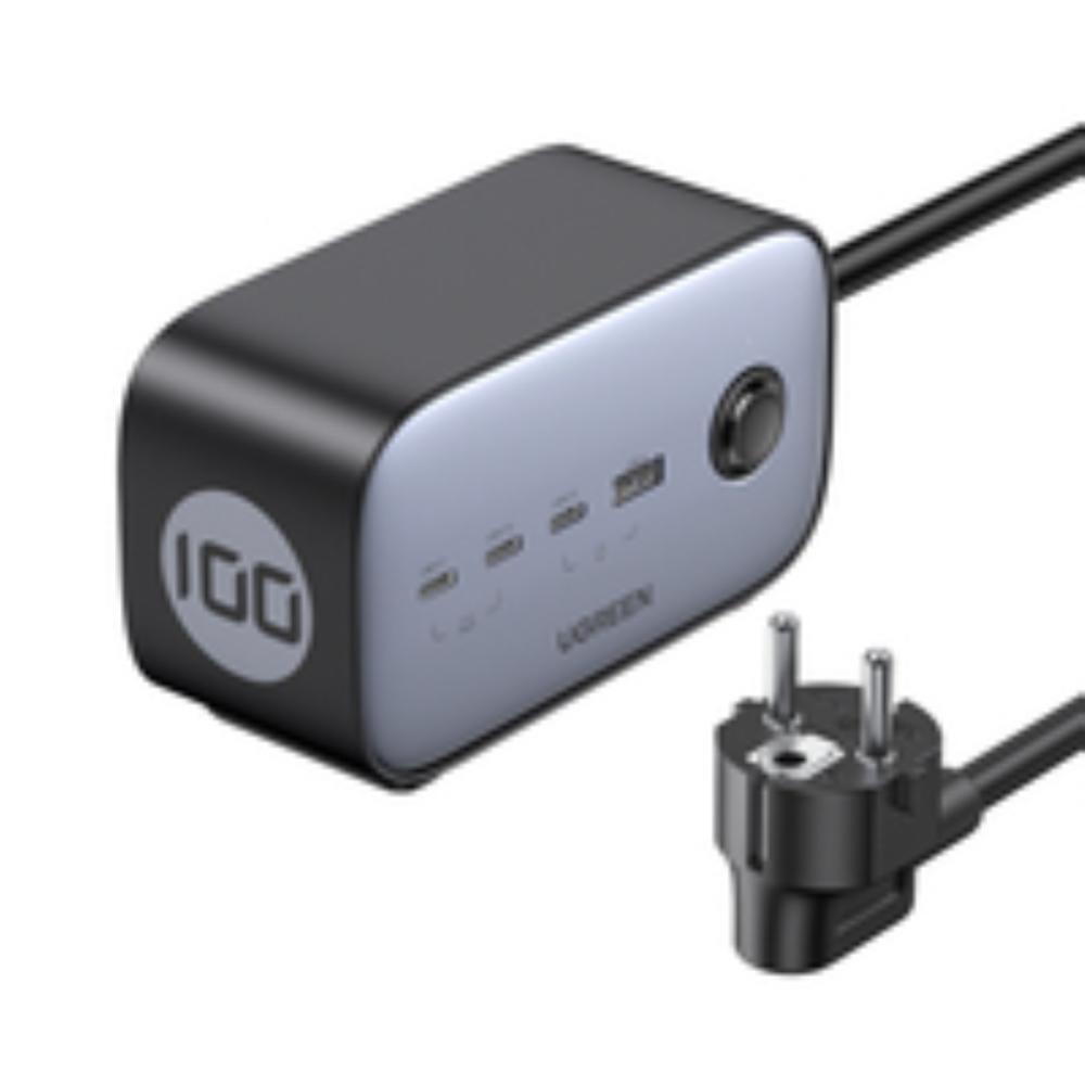 UGREEN Caricatore USB ciabatta 100W GaN Nexode, 3x Type-C, 1xUSB3, 2x Schuko, Bl