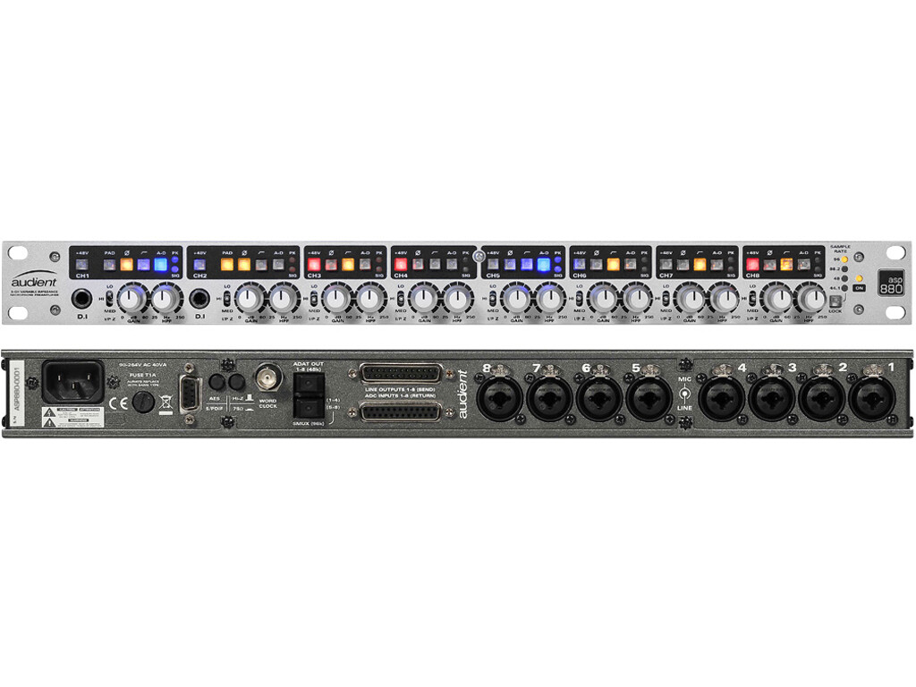 AUDIENT ASP880 PREAMPLIFICATORE MICROFONICO 8 CANALI CONVERTITORE AD ADAT AES S/