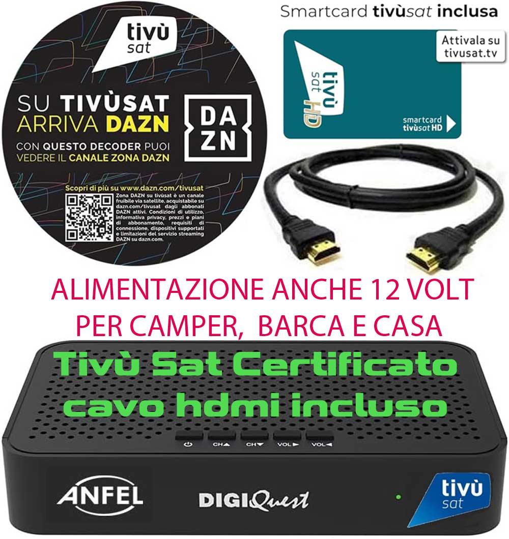 Decoder Satellitare Tv Sat Full HD Con Tessera Scheda Tivusat Ricevitore Tvsat