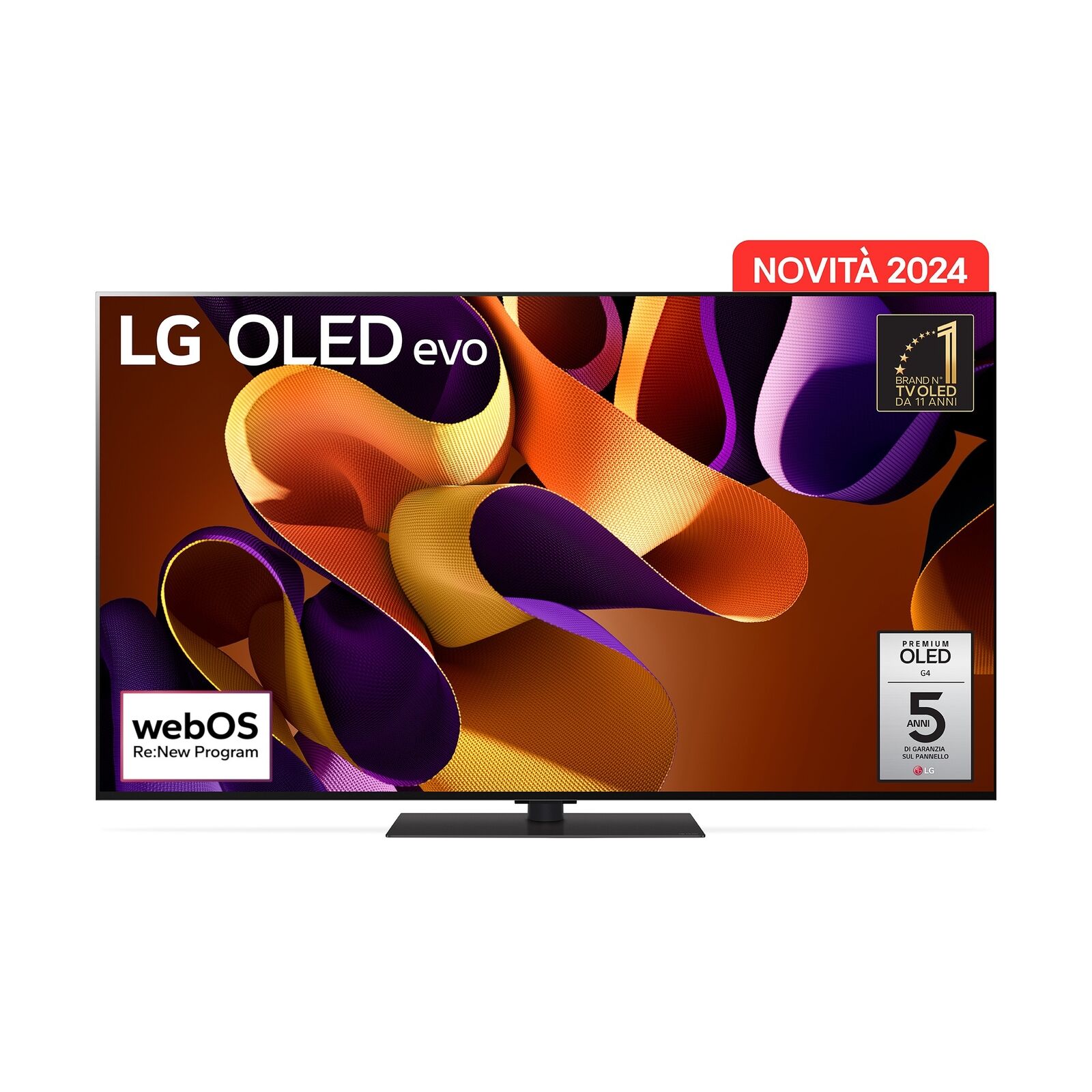 LG OLED evo G4 55'' Serie G4S OLED55G46LS, TV 4K, 4 HDMI, Base inclusa, SMART TV