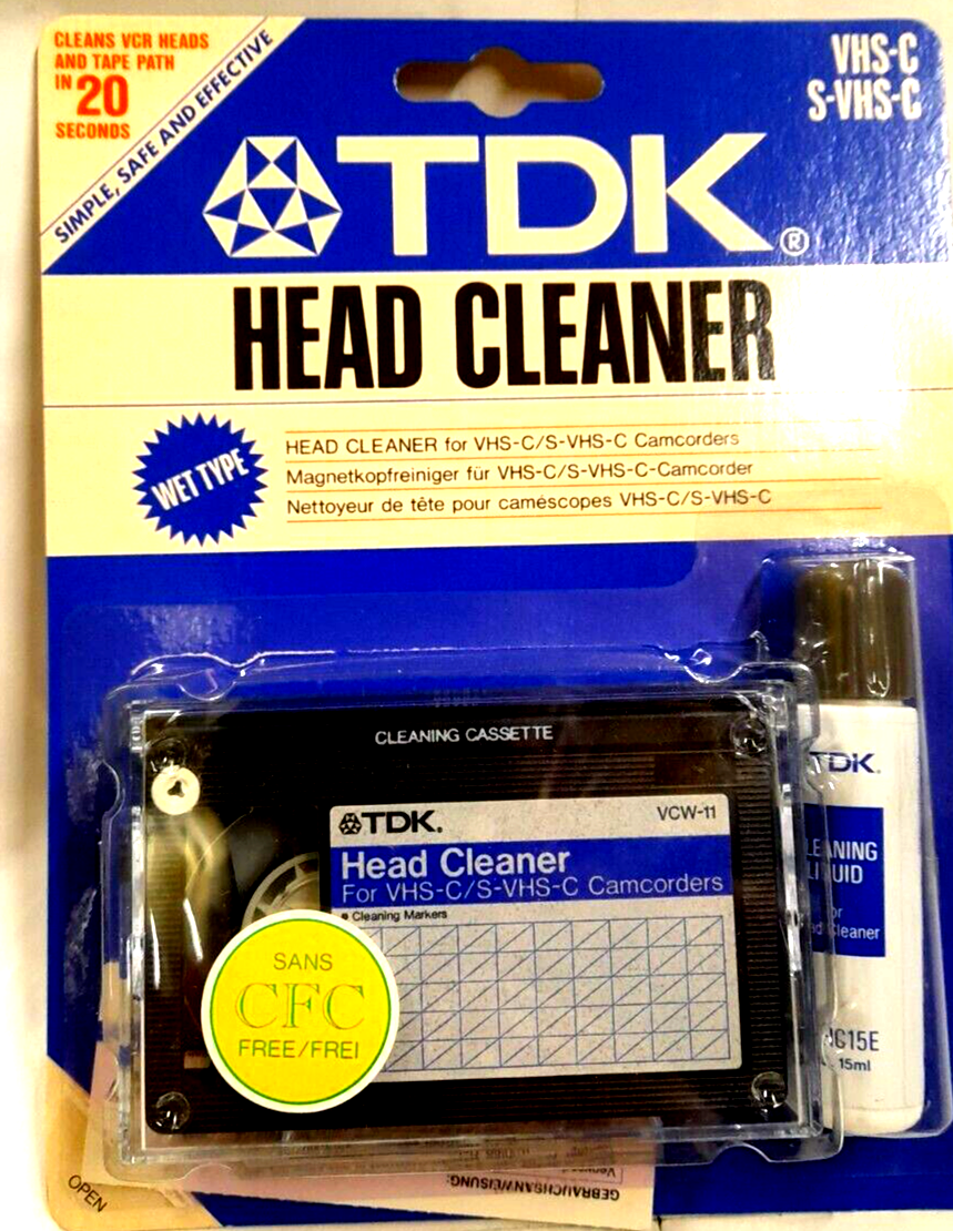 HEAD CLEANER TDK - KIT NUOVO PER PULIZIA TESTINE PER CAMCORDER VHS-C/S-VHS-C -