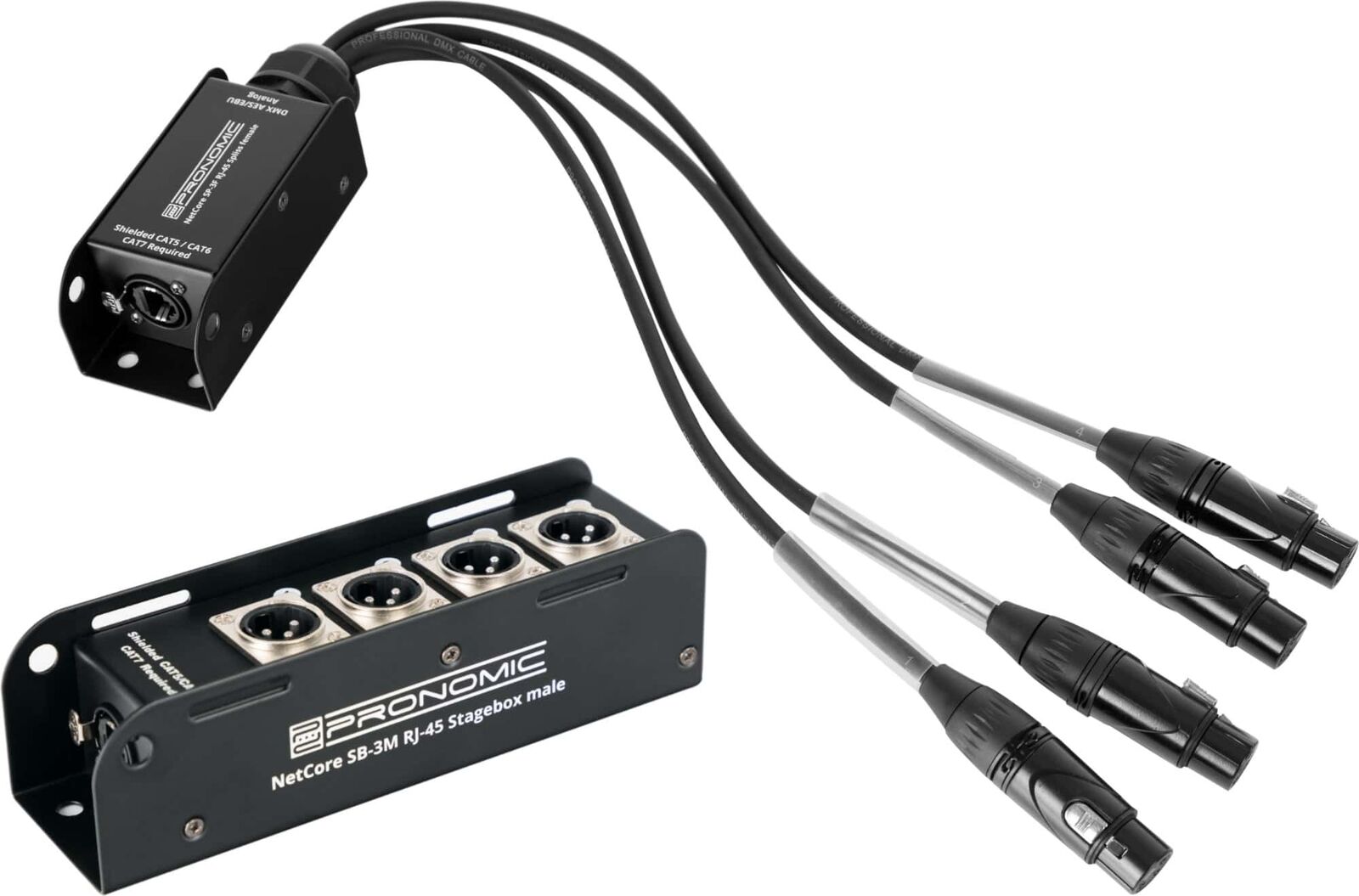 Cavo Multicore Cavi Ciabatta Stagebox 4x XLR DMX Maschio Femmina e RJ45 Cat5