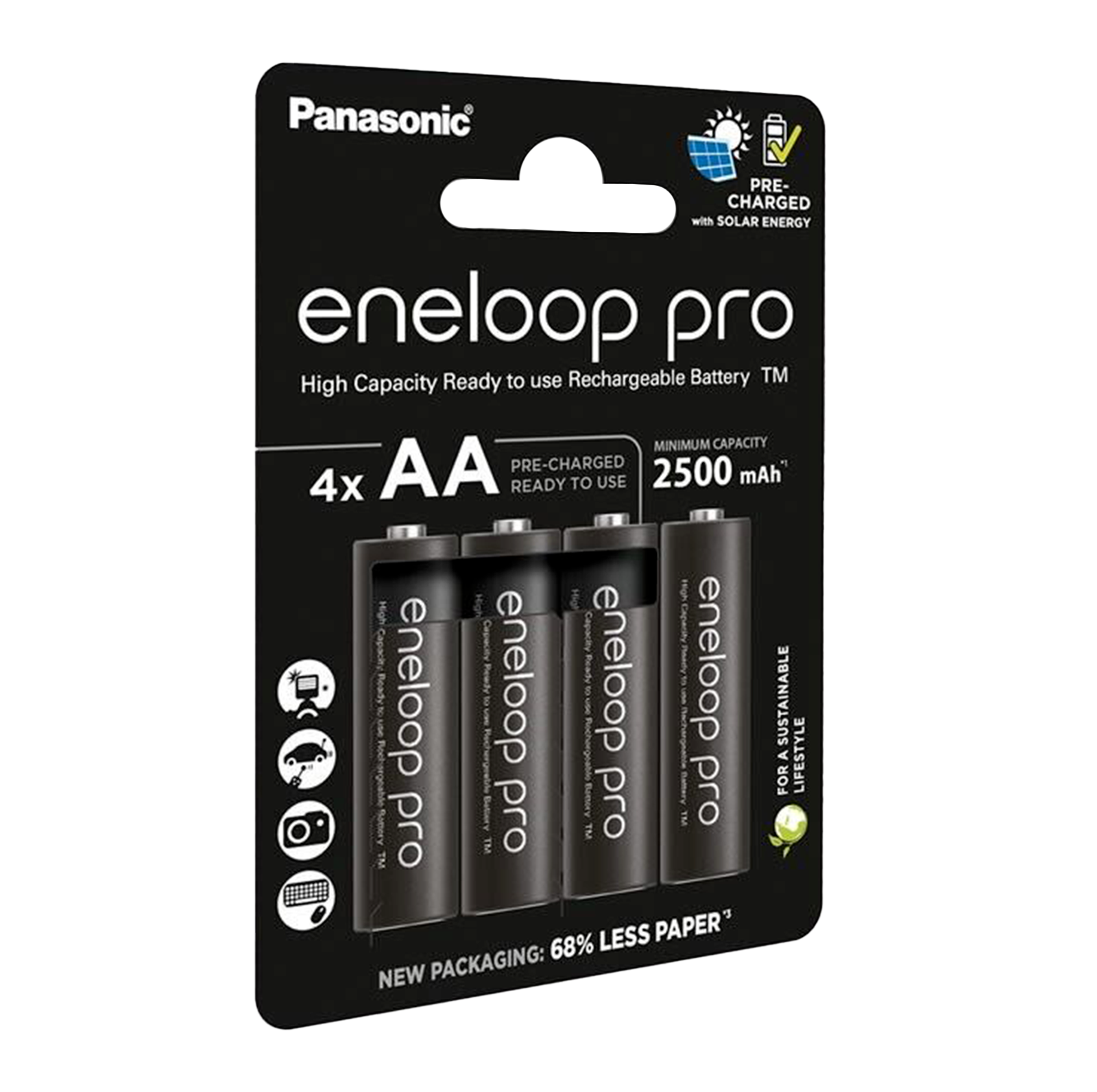 4 Panasonic eneloop Pro Aa Eco Ricaricabile batteries HR6 4BL 1.2V 2500mAh