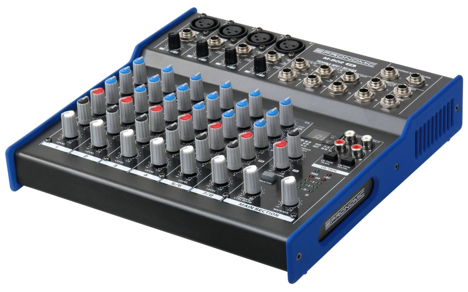 MIXER DJ DISCO AUDIO PASSIVO 8 CANALI 3 BAND EQ PHANTOM 100 MULTIEFFETTI TRIM