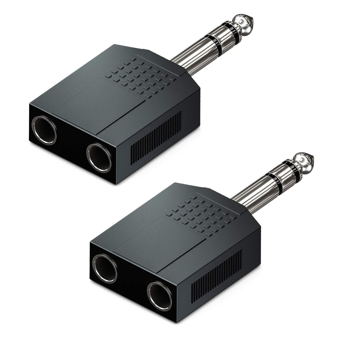 deleyCON 2x 63mm Jack Audio Stereo Adapter Splitter 1x 63mm Jack Plug a 2x 63...
