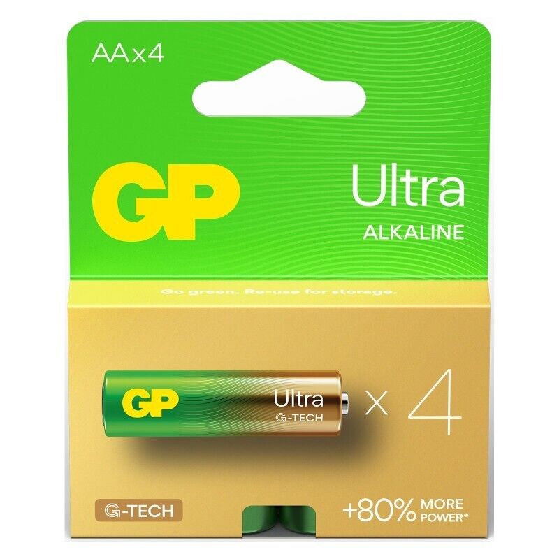 4 GP Ultra Alcalino AAA batteries G-Tech LR03 1.5V No Mercury 4BL Pacco Scadenza