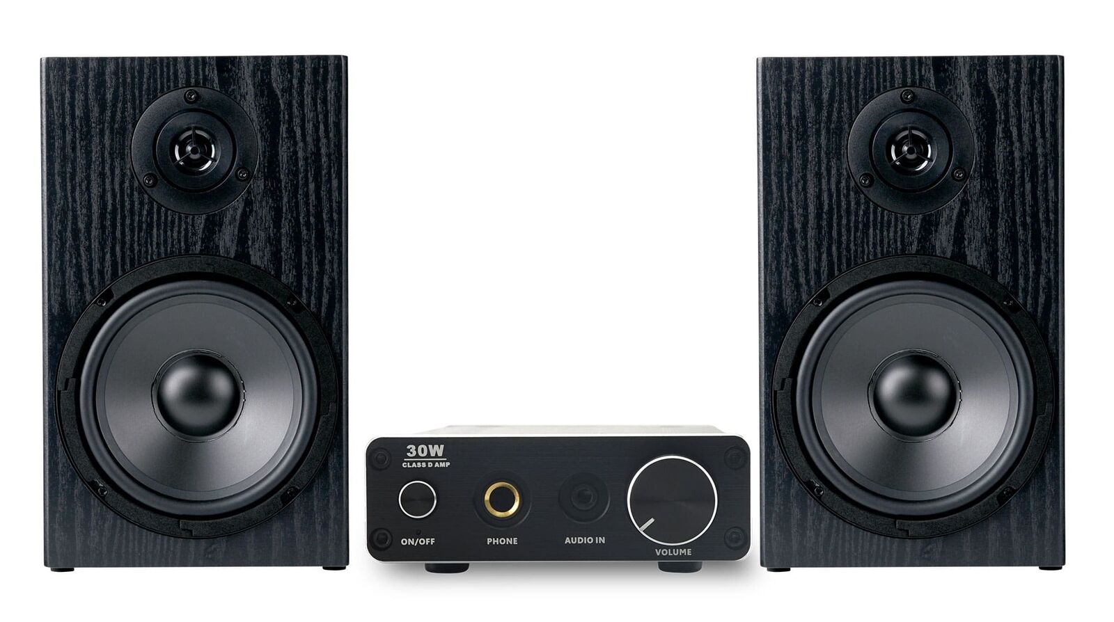 Impianto Stereo Sistema HiFi Micro Altoparlanti da Scaffale Ampli Cavo AUX 80W