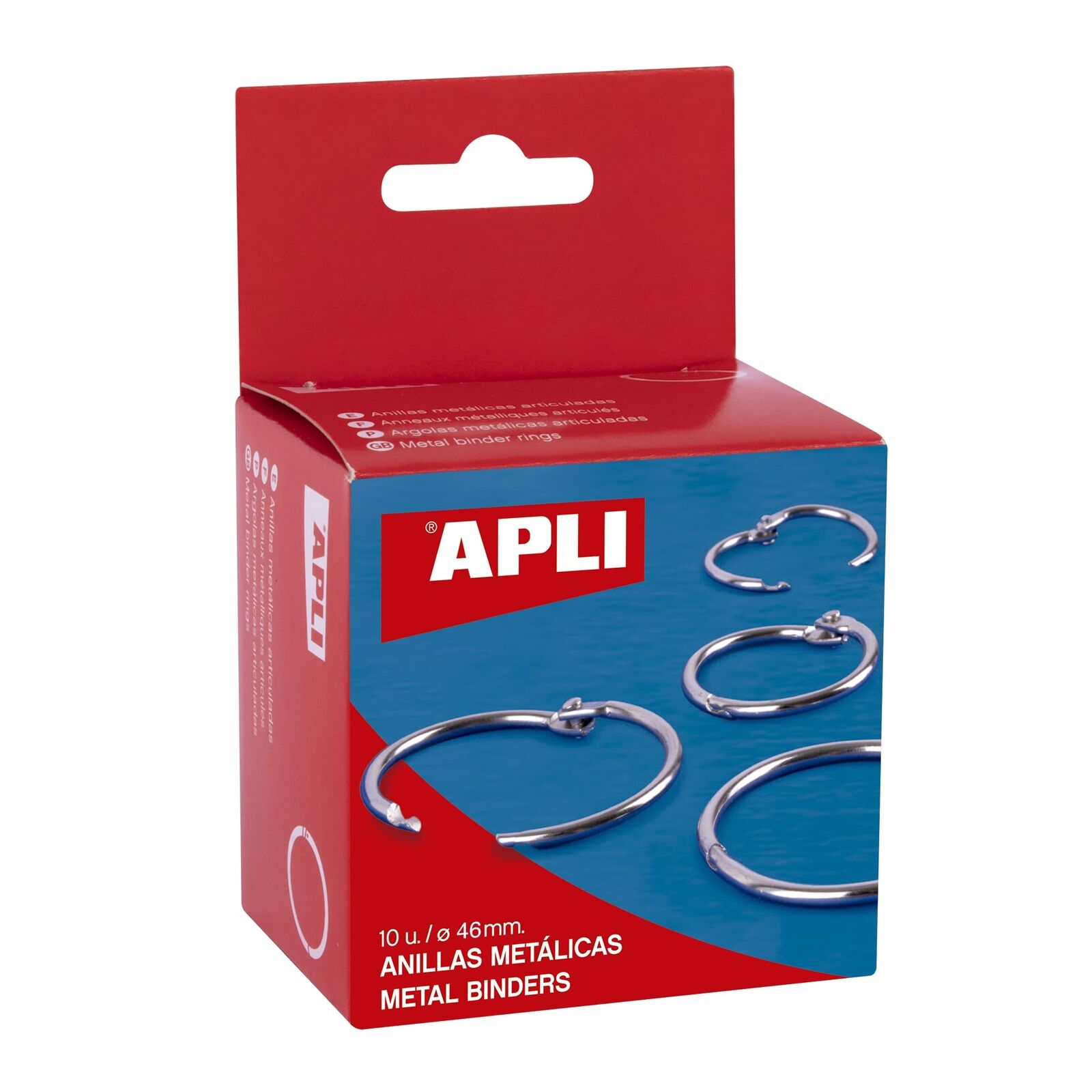 APLI ANILLAS METÁLICAS DE DOBLE BISAGRA NIQUELADAS 46MM -10U- (I6N)