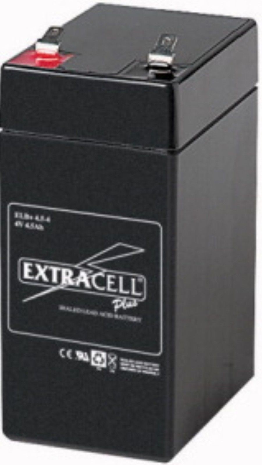 BATTERIA RICARICABILE AL PIOMBO SIGILLATA 4 VOLT 4,5 Ah MARCA EXTRACELL