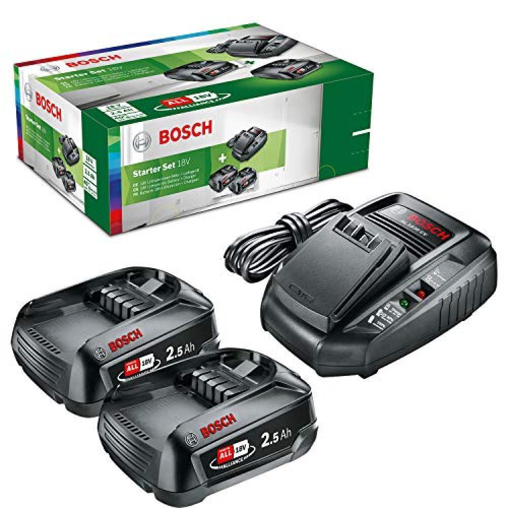 Bosch DIY Starter Set con 2 Batterie ricaricabili, Caricabatterie rapido, Carton