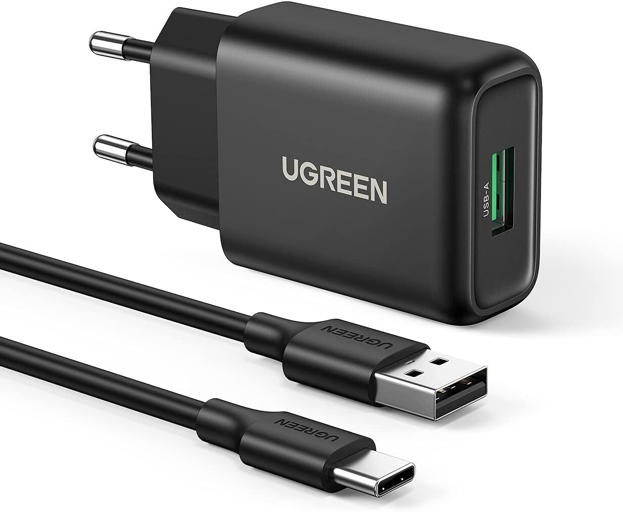 UGREEN Caricatore USB 18W con 1M Cavo C, Caricabatterie USB, Charger...