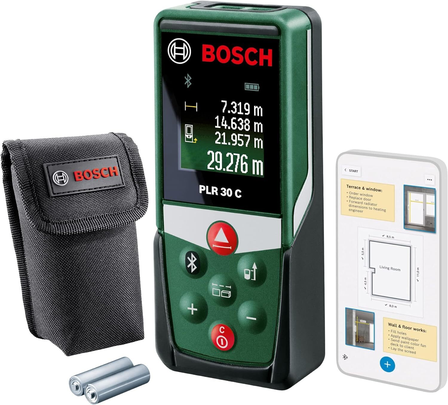 Bosch distanziometro laser PLR 30 C (misura distanze fino a 30 m con 30 m