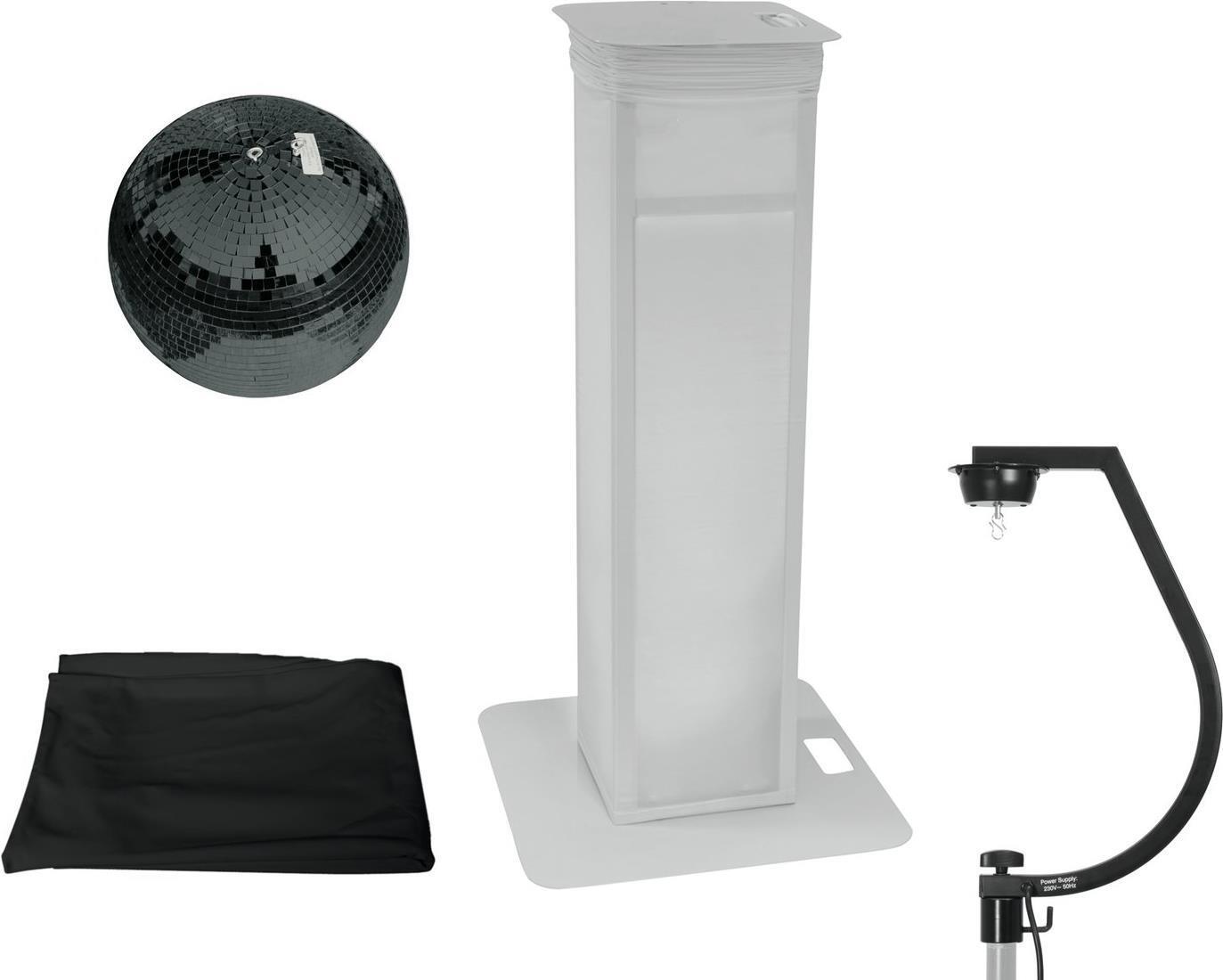 EUROLITE Set Spiegelkugel 30cm schwarz mit Stage Stand variabel + Cover schwarz