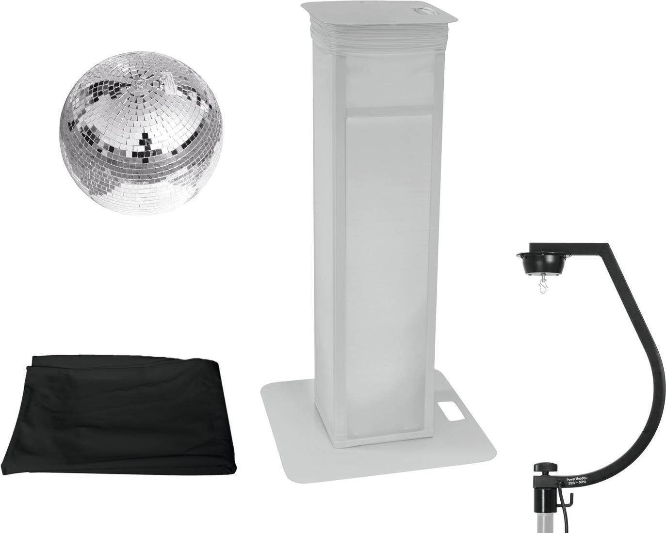 EUROLITE Set Spiegelkugel 30cm mit Stage Stand variabel + Cover schwarz (2000071