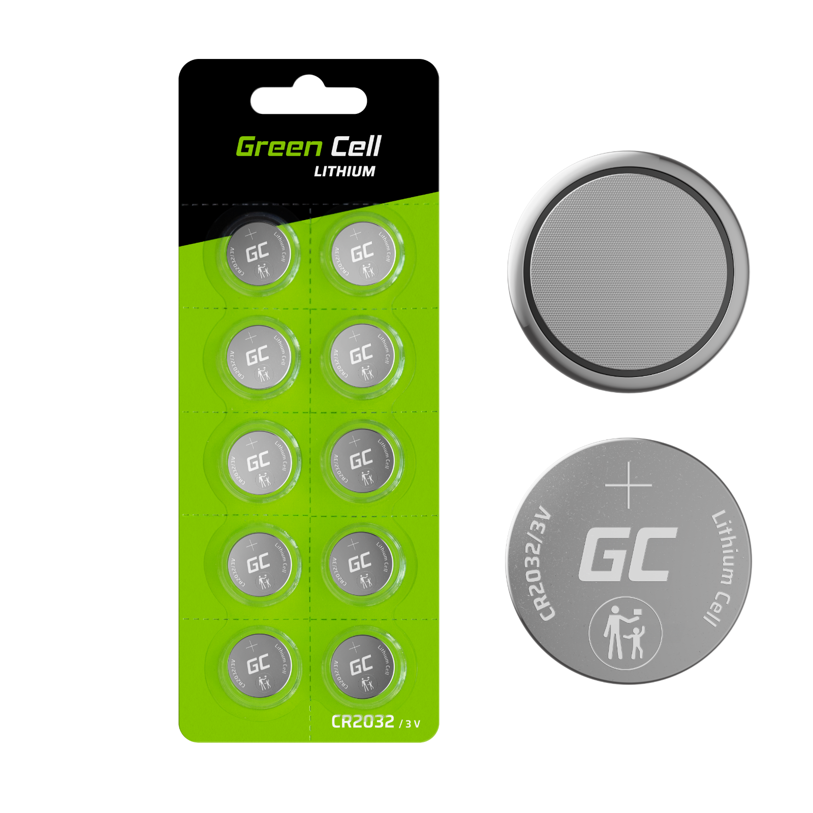 10x CR2032 Batterie Pile Green Cell 2032 CR 3V Lithium bottoni litio batterie