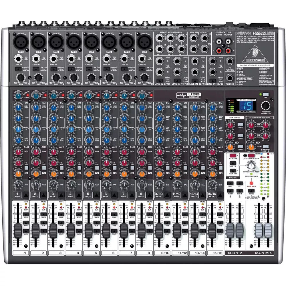 BEHRINGER XENYX X2222USB mixer passivo + effetti 24bit USB per studio live NUOVO