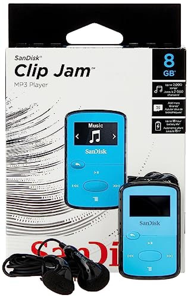 (TG. 8GB) SanDisk Clip Jam 8GB MP3 Player - Blue - NUOVO