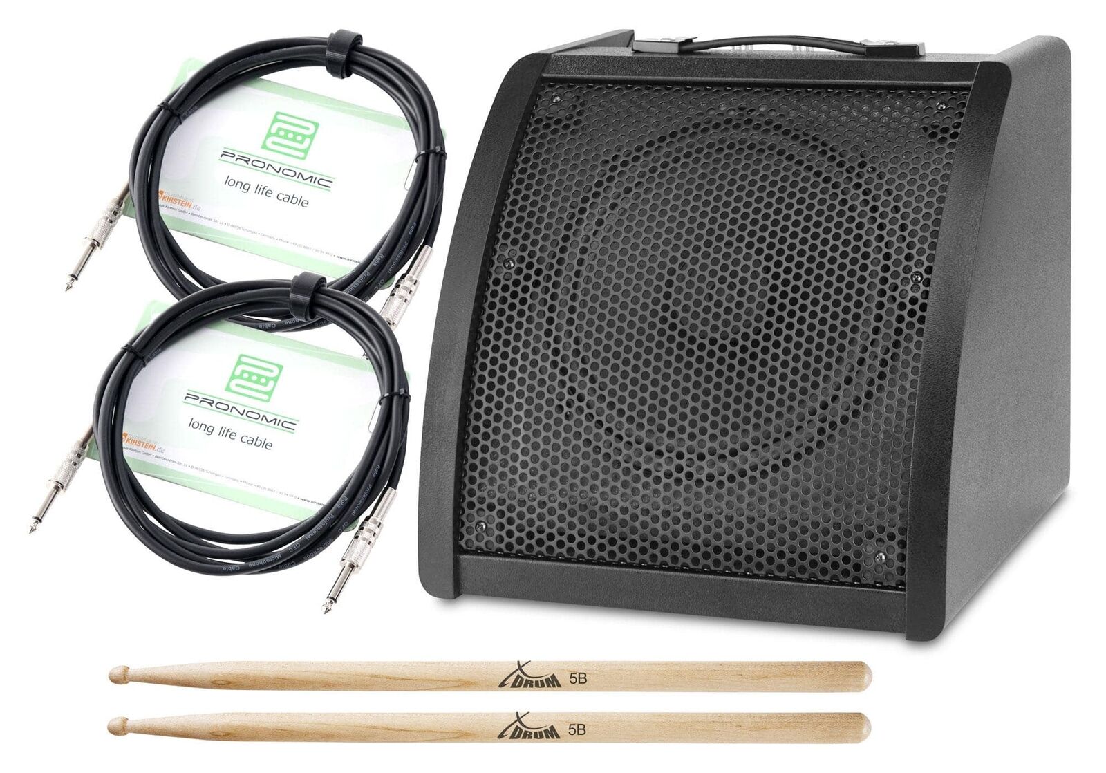 Cassa DJ PA Amplificata Monitor Ampli Per Batteria Elettronica Bacchette Cavi