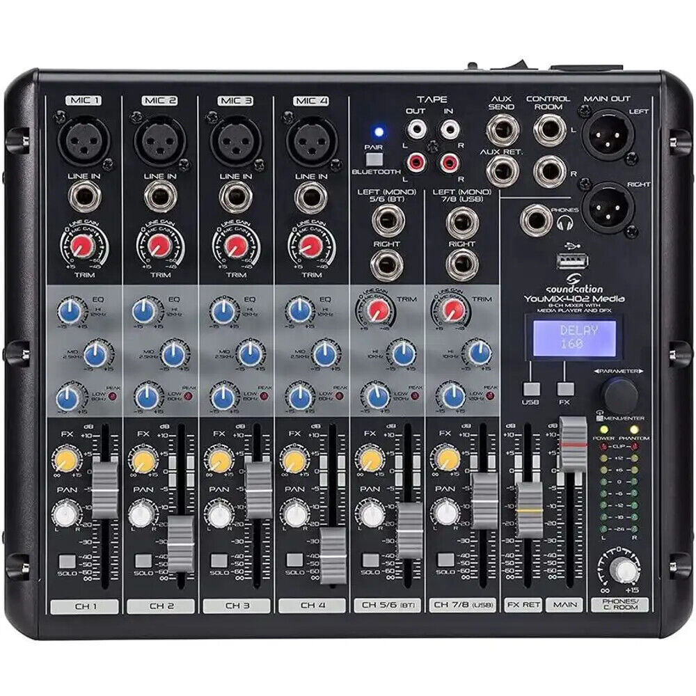 SOUNDSATION YOUMIX-402 mixer 8 canali con lettore MP3 bluetooth e multieffetto